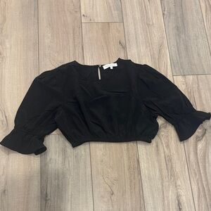 WeWoreWhat Elegant Black Cropped Blouse